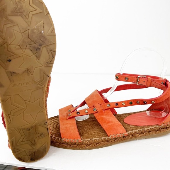 SZ 39 Jimmy Choo Orange Suede Espadrilles with studs - Picture 7 of 9